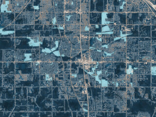 Painterly Style City Map of Southaven  Mississippi, USA in a Blue Color Scheme.