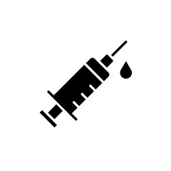 Syringe or injection with drop simple glyph vector icon.