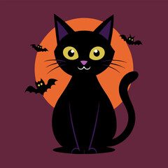 Flat Style Black Cat Icon