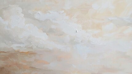 Obraz premium Abstract oil painting depicting a cloudy sky with brush strokes creating a textured effect, perfect for minimalist and modern design projects