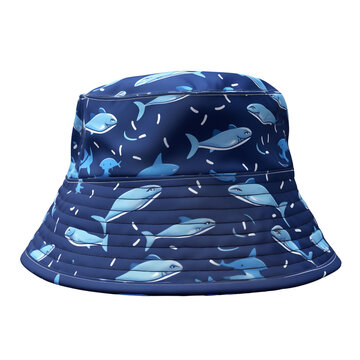 blue bucket hat isolated on transparent or white background, png