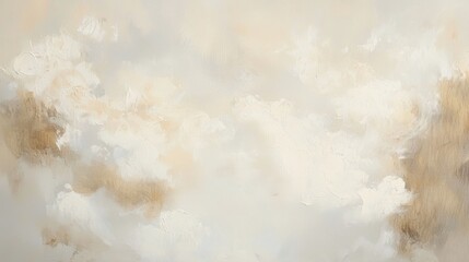 Abstract oil painting background featuring a blend of beige and white brushstrokes, creating a textured and artistic effect