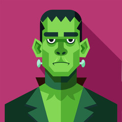 Frankenstein Monster Icon in Flat Style for Halloween