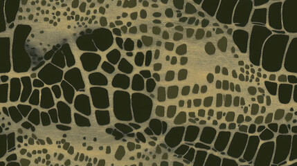 crocodile leather print seamless patchwork pattern in khaki green paint. fashion trendy background for fabric design wallpaper