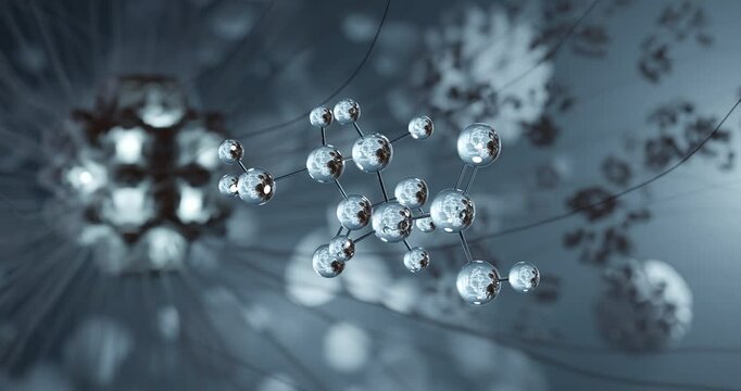 Monosodium glutamate rotating 3d molecule, molecular structure of e621, seamless video