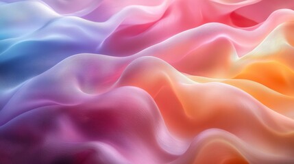 Fototapeta premium Flowing fabric in pastel colors forming smooth waves, creating an abstract and elegant background with a delicate and dreamy feel