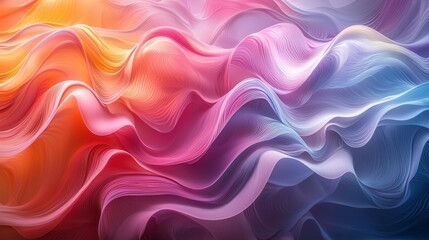 Obraz premium Vibrant abstract background with mesmerizing wavy pattern in colorful lines. Perfect for digital projects like wallpapers and banners. Spark your fantasy with this dreamy image