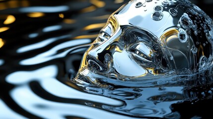 Flowing Glass Sculpture Reflecting Light and Shadow