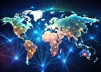 Dynamic Animated World Map with Global Network Connections 4K for Technology Visuals