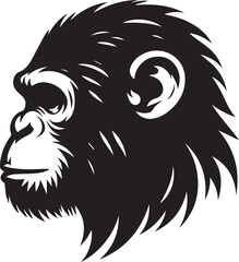 Chimpanzee head silhouette black illustration 