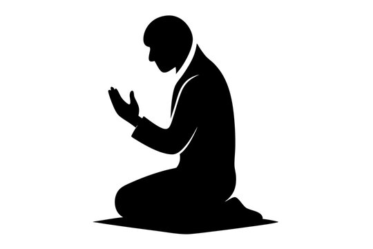 recommend clip art: Muslim Praying vector silhouette | vector silhouette illustration on white background