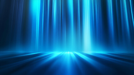 3D spotlight aurora rays falls on empty stage gradient blue texture abstract web technology background