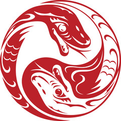 Chinese New Year of the Snake vector illustration (Pair)