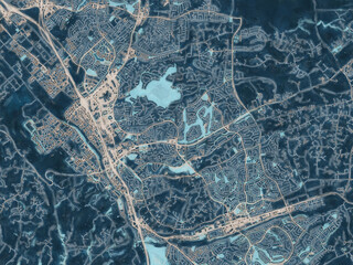 Painterly Style City Map of Temecula California, USA in a Blue Color Scheme.