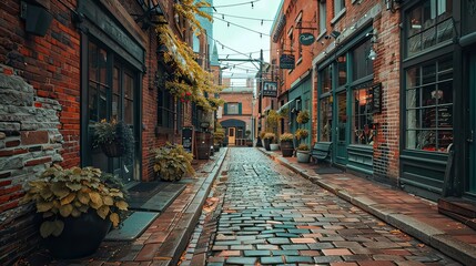 A historical building in Toronto's Distillery District, showcasing cobblestone streets and charming shops. 
