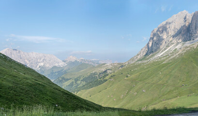 Sasso Piatto peak slopes on Duron valley, from Col Rodella, Italy