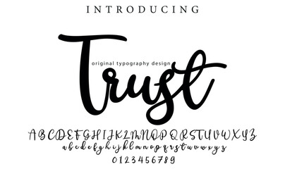 Trust Font Stylish brush painted an uppercase vector letters, alphabet, typeface