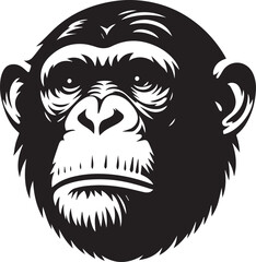 Chimpanzee head silhouette black illustration 