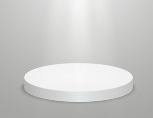 3D White circle Podium with soft Background and for Product Display, Vector Mockup
