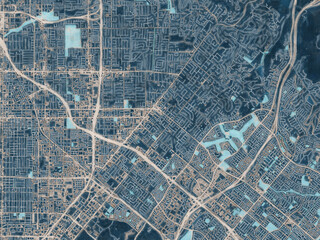 Painterly Style City Map of Tustin  California, USA in a Blue Color Scheme.