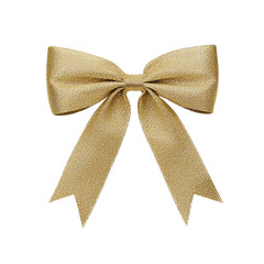 A beautiful golden bow, perfect for gift wrapping or decorations, adding elegance and charm to any occasion. isolated background