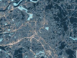 Painterly Style City Map of Vista  California, USA in a Blue Color Scheme.