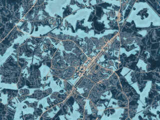 Painterly Style City Map of Waldorf  Maryland, USA in a Blue Color Scheme.