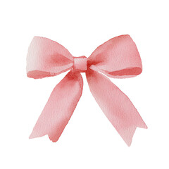 A delicate pink watercolor bow, perfect for adding a feminine touch to invitations, gift wrapping, and creative projects. isolated background