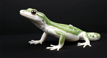 Fototapeta premium Gecko marble statue closeup on plain black background