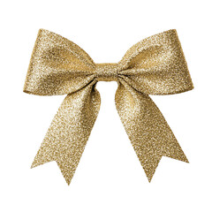 A stunning gold glitter bow perfect for decorations, gift wrapping, or enhancing festive occasions with elegance. isolated background