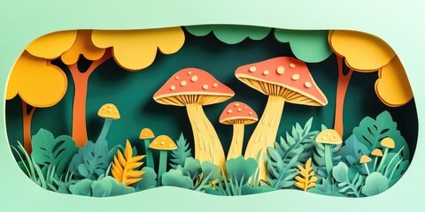 Mushrooms growing in a forest setting, Forest mushrooms growth