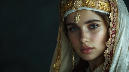 Greek Woman in Festive Attire for Cultural Event