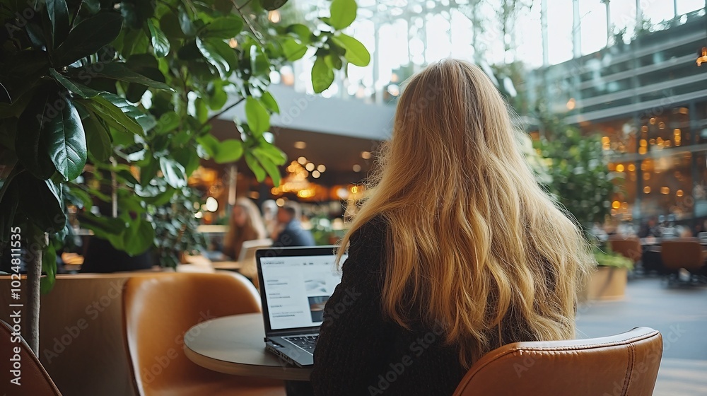 Poster professionals in a co-working space engaged in independent work while sharing a common area stock ph