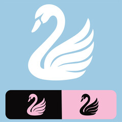 Fototapeta premium Swan logo design set vector illustration. Abstract icon collection with creative idea in pink, purple, beige colours