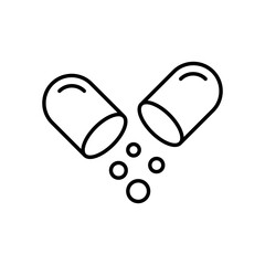 Open Capsule Pill Icon. Outline style