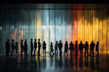 Blurred group of busy business people	