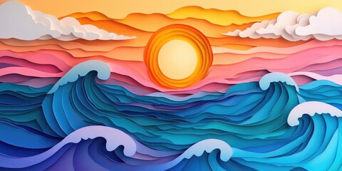 Sunrise over a tranquil bay with gentle waves and a colorful sky, Tranquil bay at sunrise with gentle waves and a colorful sky