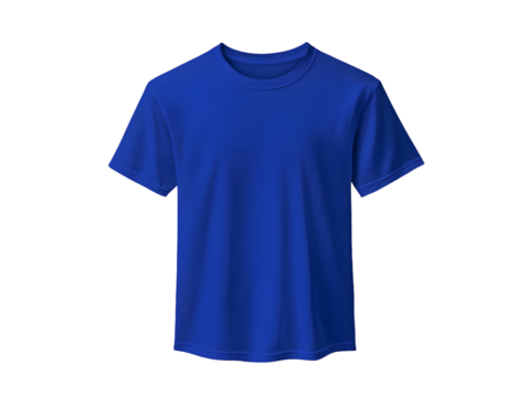 Royal blue colour blank fashion tee front mockup template