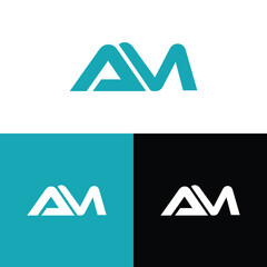 Creative modern, minimalist, initial, lettermark AM brand and company logo.