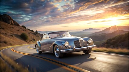 design of vintage a car on the road