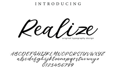 Realize Font Stylish brush painted an uppercase vector letters, alphabet, typeface