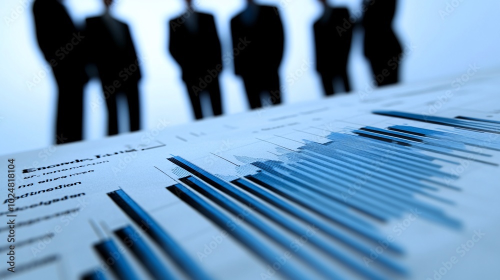Poster team discussing data insights during a formal business meeting in a corporate setting stock photo wi