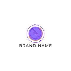 ILLUSTRATION CONNECTED CIRCLE ORANGE PURPLE COLOR. TECH LOGO ICON TEMPLATE SIMPLE DESIGN ELEMENT VECTOR