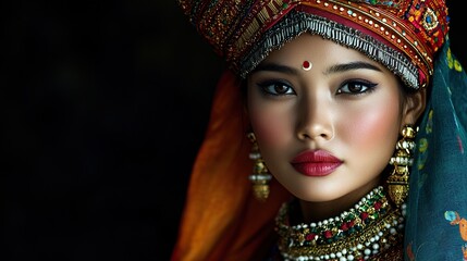 Myanmar Woman in Traditional Attire