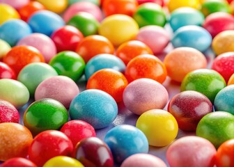 Colorful Assortment of Round Candies on Light Surface - Surreal Photography