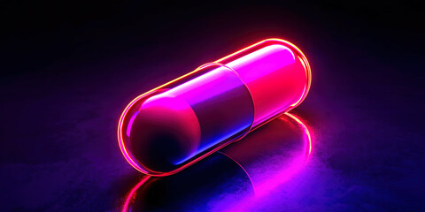A pill is glowing in the dark