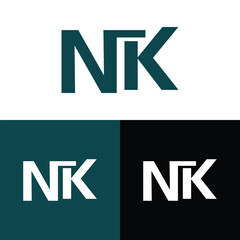 Creative modern, minimalist, initial, lettermark NK brand and company logo.