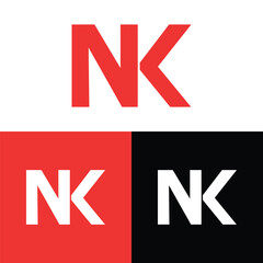 Creative modern, minimalist, initial, lettermark NK brand and company logo.