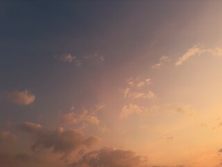 View of the twilight blue sky covered with clouds with dramatic light. Beautiful sky with cloud panorama sunset with golden orange clouds beautiful and amazing.