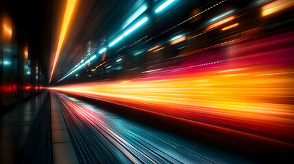 Abstract motion blur of lights, suggesting speed and movement.